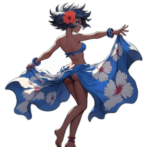 dress, staff, flower, concept art transparent PNG cut-out