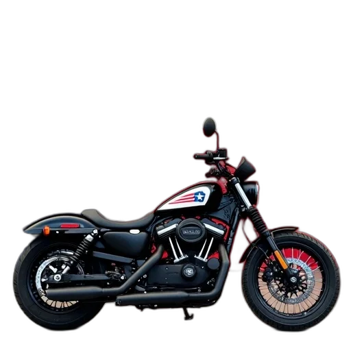 photorealistic, 3d render, black, motorcycle transparent PNG cut-out