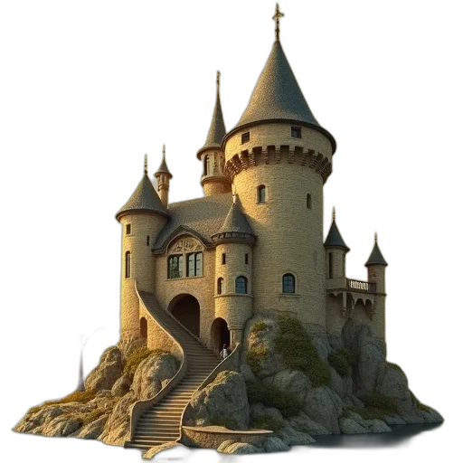 building, crown, 3d render, concept art transparent PNG cut-out