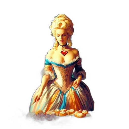 dress, crown, jewelry, staff transparent PNG cut-out