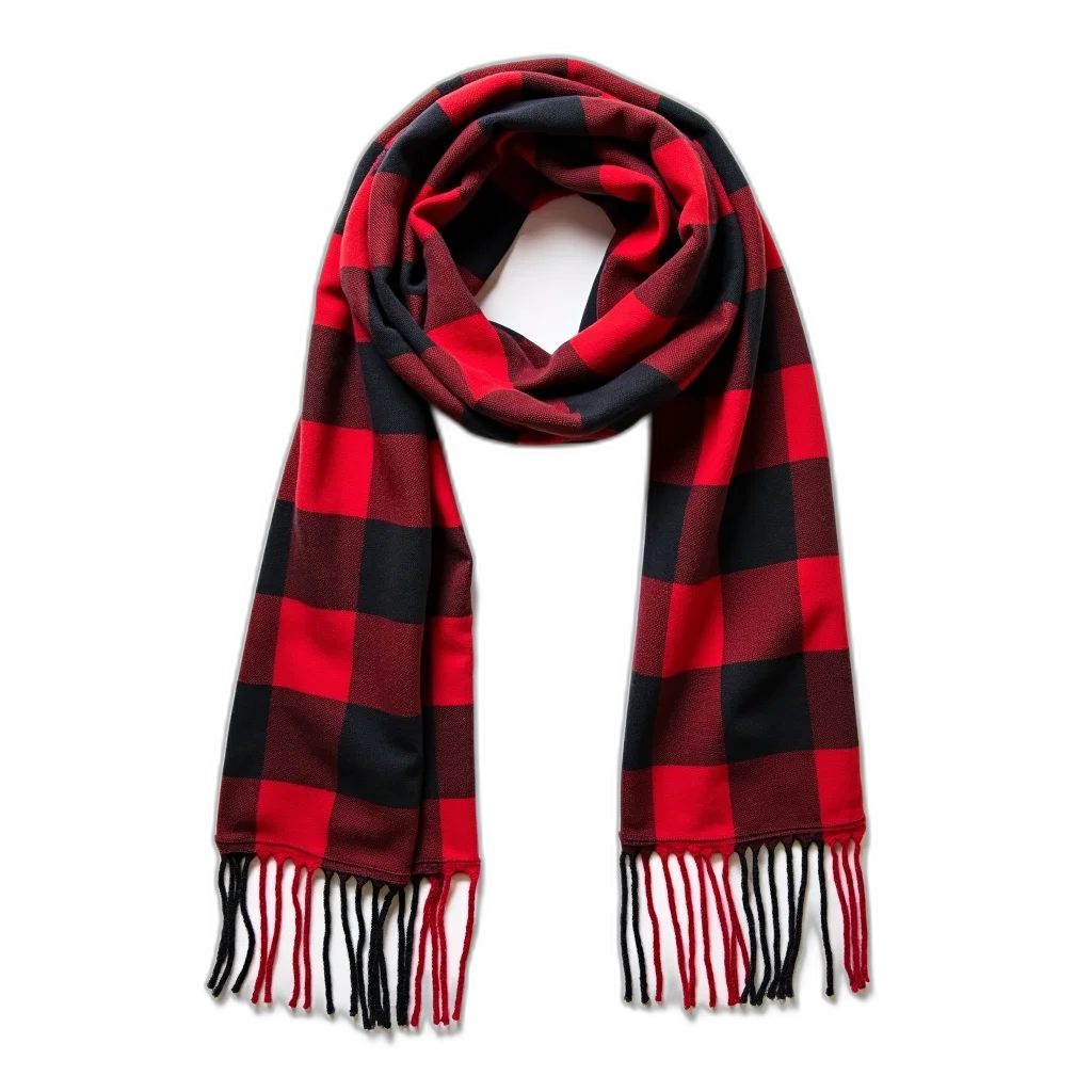 red, black, checkered, scarf transparent PNG cut-out