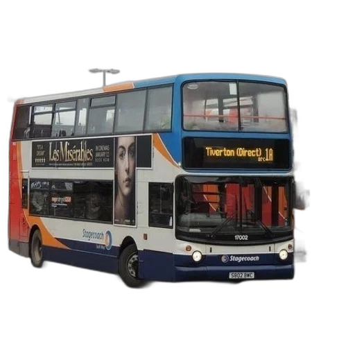 3d render, photorealistic, double-decker, bus transparent PNG cut-out