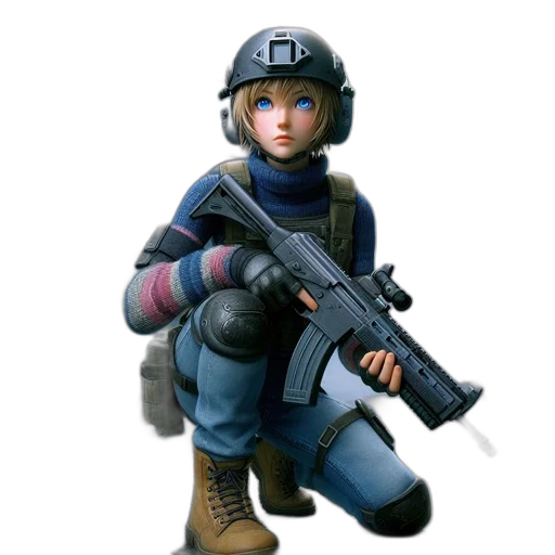 weapon, staff, jacket, robot transparent PNG cut-out