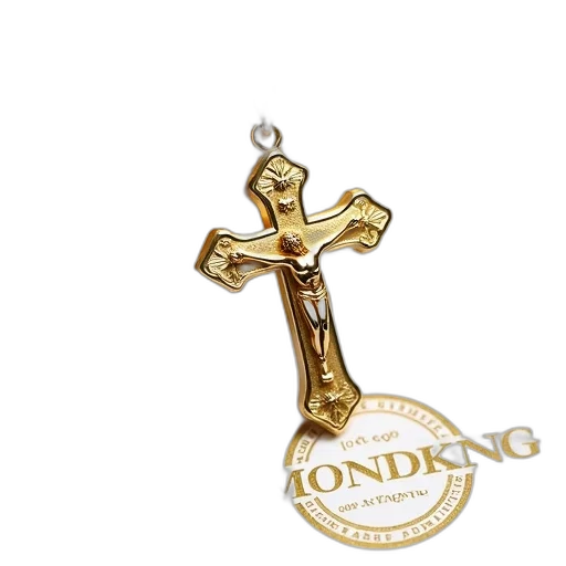 jewelry, gold-colored, crucifix, pendant transparent PNG cut-out