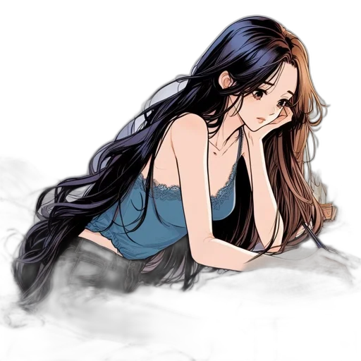 dress, hair, anime, fantasy art transparent PNG cut-out