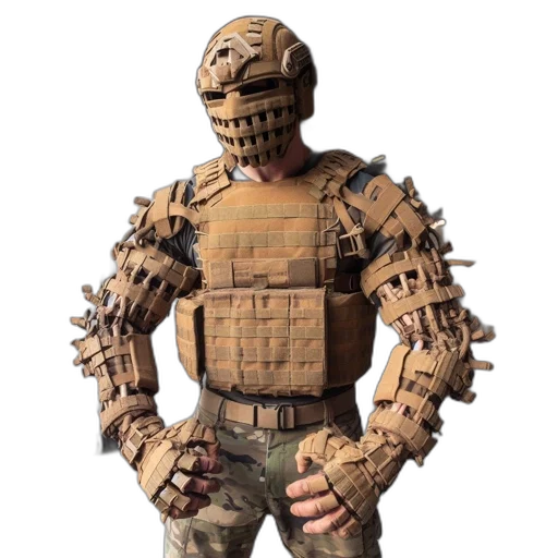 robot, weapon, jacket, mask transparent PNG cut-out