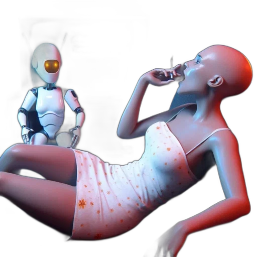 robot, concept art, cyberpunk, 3d render transparent PNG cut-out