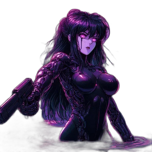 hair, concept art, fantasy art, cyberpunk transparent PNG cut-out