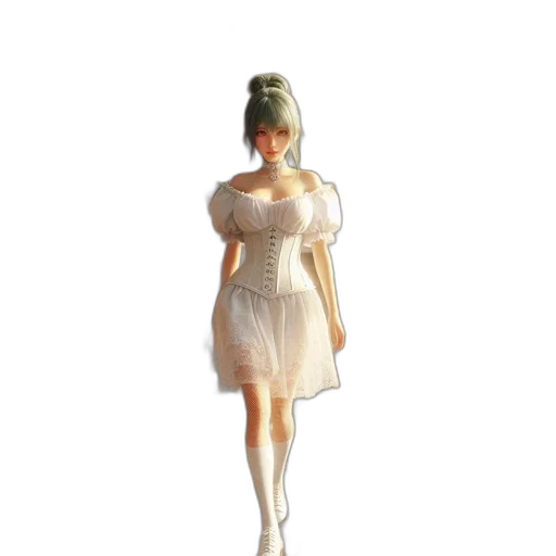 dress, robot, staff, 3d render transparent PNG cut-out