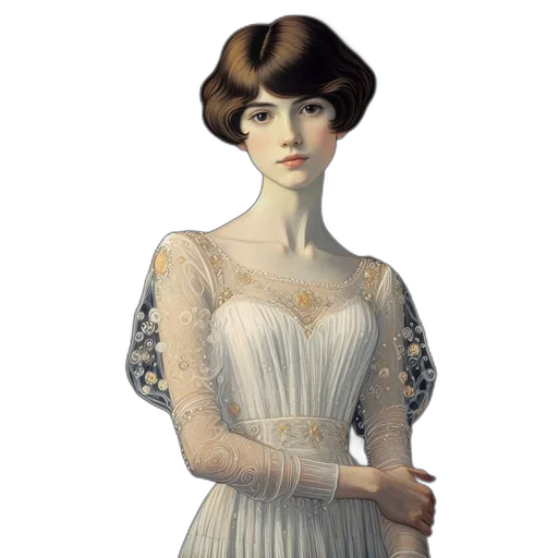 dress, hat, jewelry, staff transparent PNG cut-out