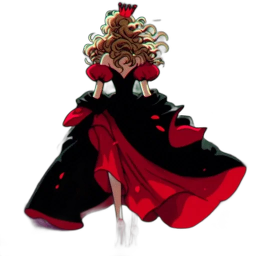 dress, crown, staff, hair transparent PNG cut-out