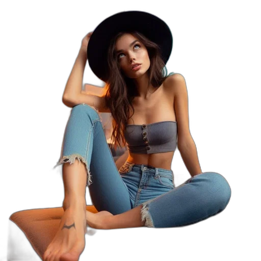 hat, jewelry, shoes, face transparent PNG cut-out