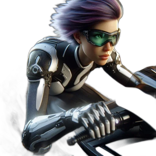 robot, concept art, cyberpunk, 3d render transparent PNG cut-out