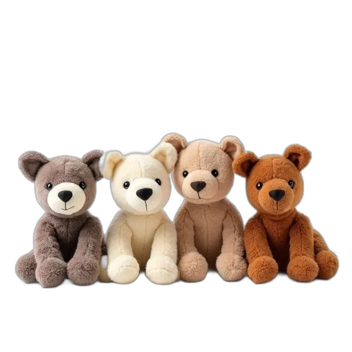 four, stuffed, animal, pieces transparent PNG cut-out