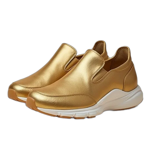 shoes, golden, gold, slip transparent PNG cut-out