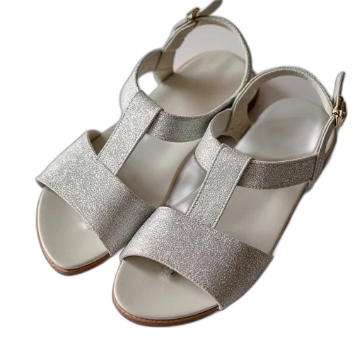 shoes, pair, sandals, silver transparent PNG cut-out