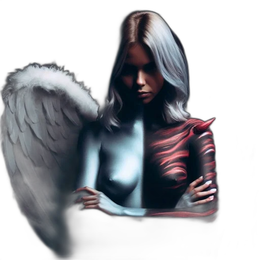 creature, face, hair, fantasy art transparent PNG cut-out