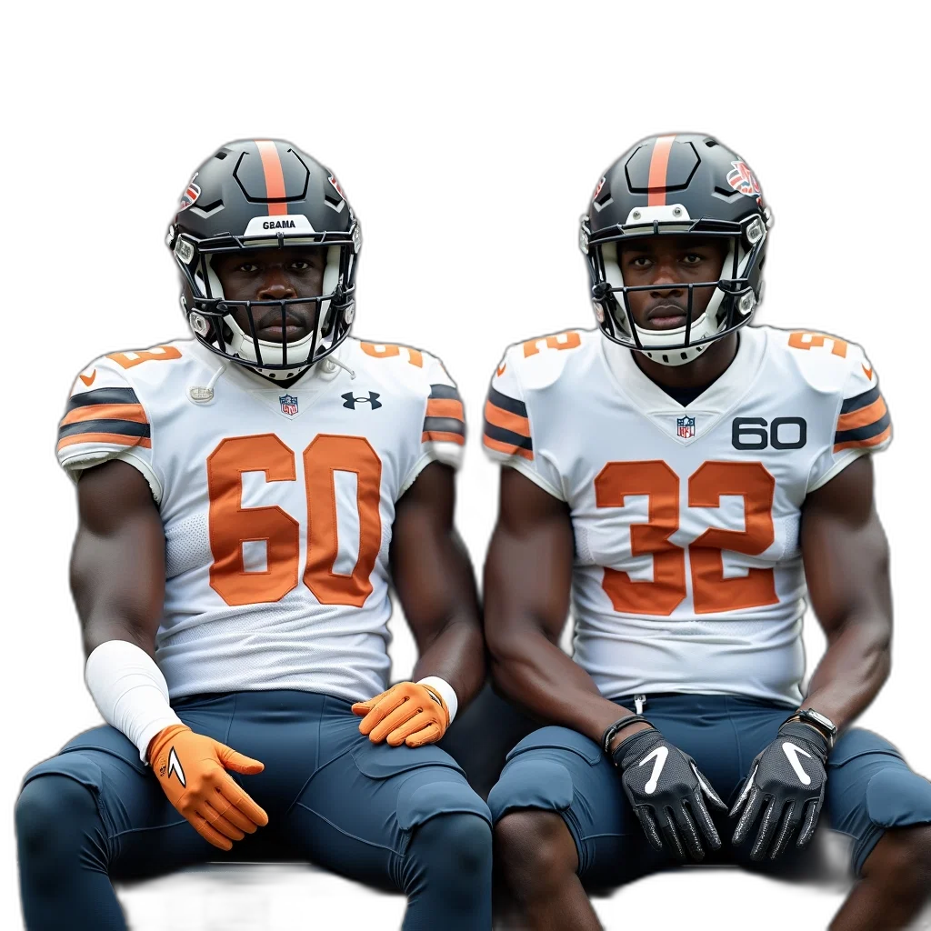 two, football, players, sitting transparent PNG cut-out
