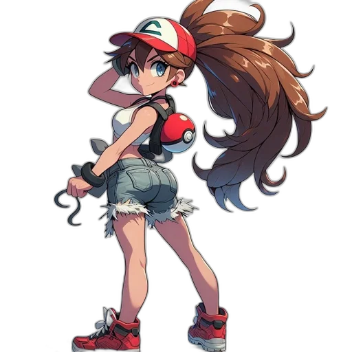 hat, dress, hair, staff transparent PNG cut-out