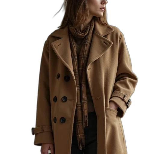 jacket, dress, staff, earth tones transparent PNG cut-out