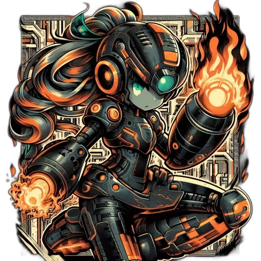 robot, pixel art, concept art, comic book art transparent PNG cut-out
