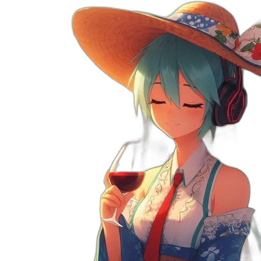 hat, dress, staff, anime transparent PNG cut-out
