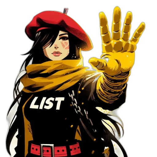jacket, weapon, staff, hat transparent PNG cut-out