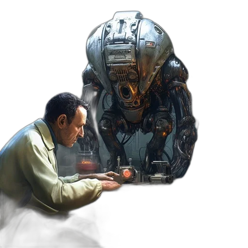 robot, jacket, creature, face transparent PNG cut-out