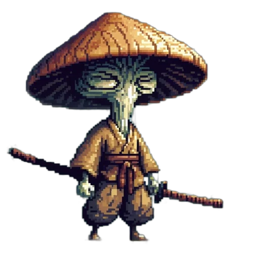 staff, hat, umbrella, creature transparent PNG cut-out