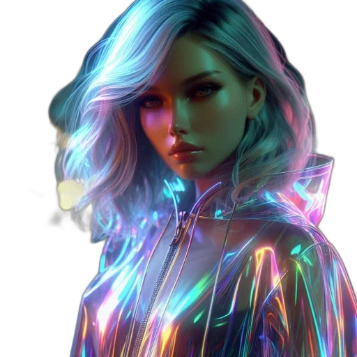 jacket, dress, robot, cyberpunk transparent PNG cut-out