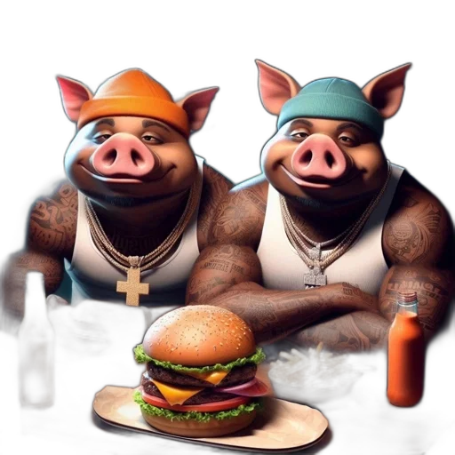 food, animal, concept art, 3d render transparent PNG cut-out