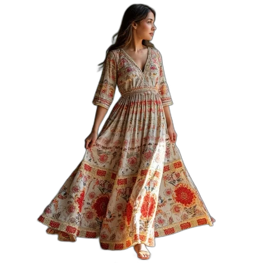 dress, plus, size, printed transparent PNG cut-out