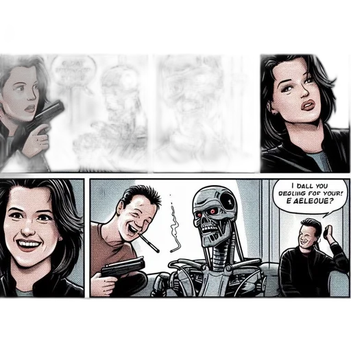 robot, comic book art, concept art, conversation transparent PNG cut-out