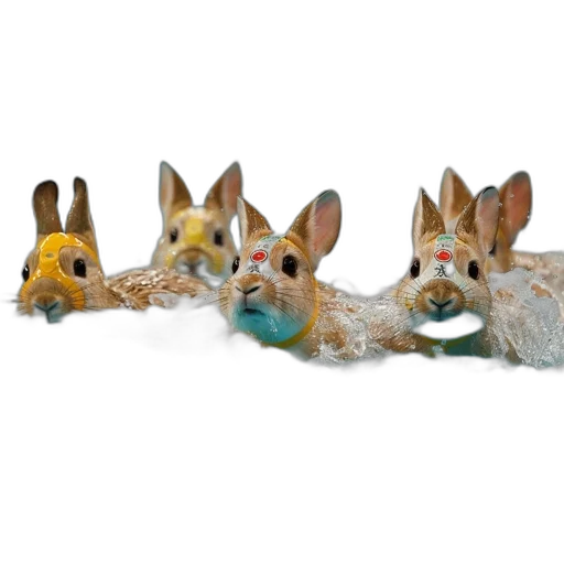 3d render, rabbits, wearing, goggles transparent PNG cut-out