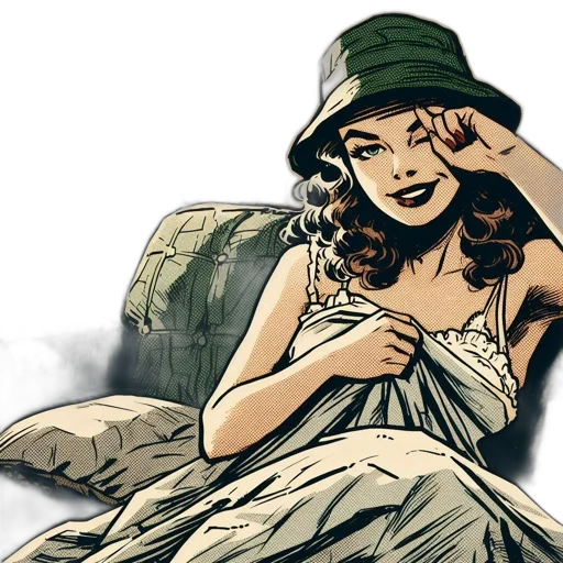 hat, dress, comic book art, cartoon transparent PNG cut-out