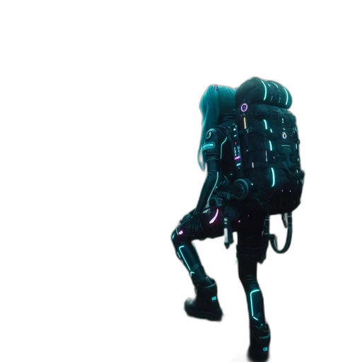 robot, jacket, creature, weapon transparent PNG cut-out