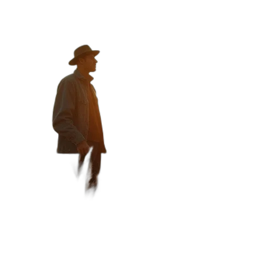 hat, jacket, staff, robot transparent PNG cut-out
