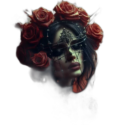 crown, face, mask, flower transparent PNG cut-out