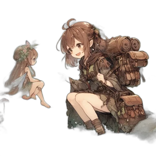 weapon, dress, creature, staff transparent PNG cut-out