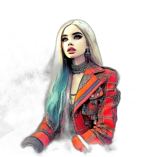 jacket, hair, dress, concept art transparent PNG cut-out