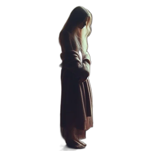 dress, jacket, staff, hair transparent PNG cut-out