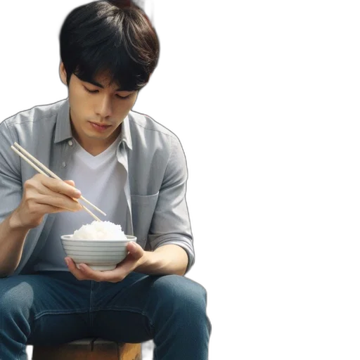 food, photorealistic, young, man transparent PNG cut-out