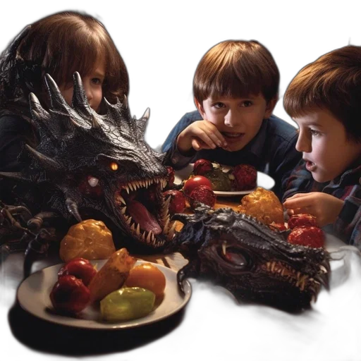 dragon, food, concept art, photorealistic transparent PNG cut-out
