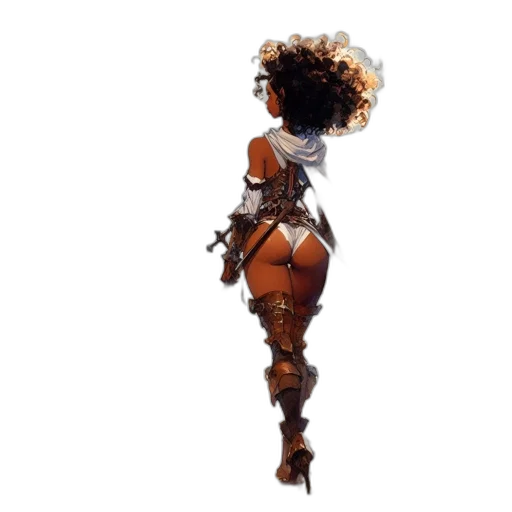 dress, robot, hair, staff transparent PNG cut-out