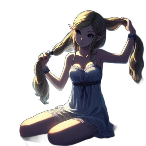 dress, hair, staff, weapon transparent PNG cut-out