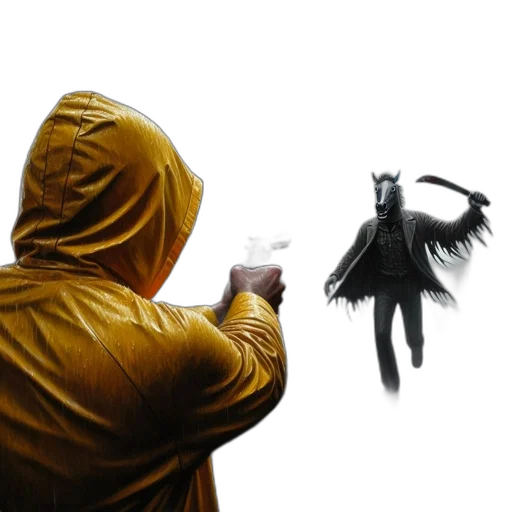 jacket, umbrella, weapon, mask transparent PNG cut-out