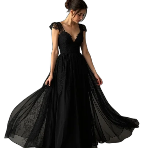 dress, dark, monochrome, black transparent PNG cut-out