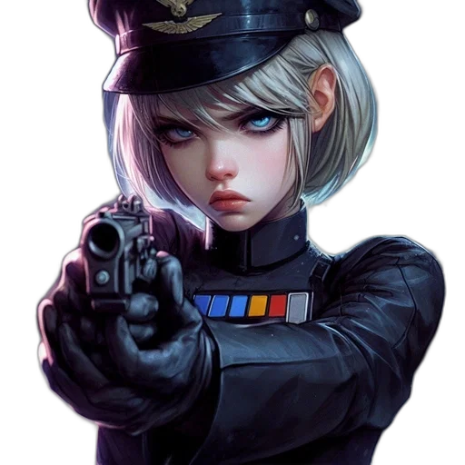 weapon, staff, jacket, hat transparent PNG cut-out