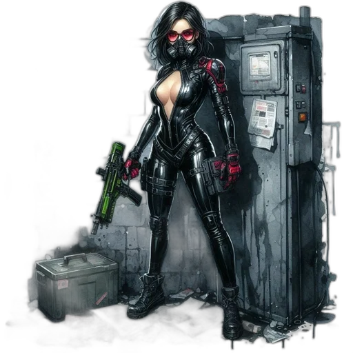 comic book art, concept art, cyberpunk, fantasy art transparent PNG cut-out