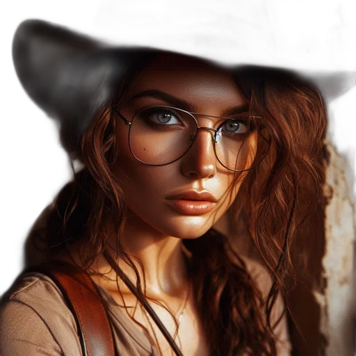 hat, face, jewelry, hair transparent PNG cut-out